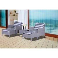 5-Piece Pe Rattan Outdoor Garden Furniture Set In Light Grey