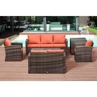 Stylish 6Pc Patio Rattan Wicker Sofa Set W Storage And Cushions!