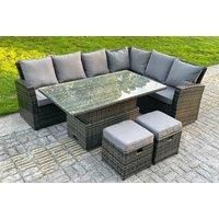 8-Seater Garden Rattan Set With 2-In-1 Dining & Coffee Table