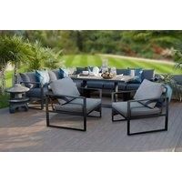 8-Seater Aluminium Dining Set With Lift Table & Two Armchairs - Grey