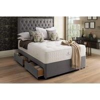 Grey Suede Divan Bed Set With Mattress & Headboard