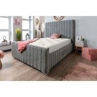 Velvet Ottoman Storage Bed Frame - Silver