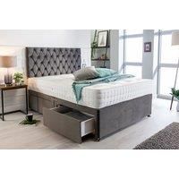 Velvet Plush Divan Bed With Headboard, Drawers & Mattress