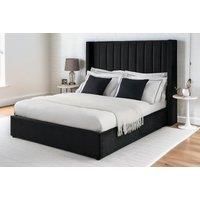 Wingback Ottoman Bed Frame - 3 Colours & 5 Sizes - Black
