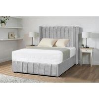 Light Grey Velvet Divan Bed & Mattress - Size & Drawer Options!