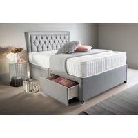 Light Grey Suede Divan Bed And Mattress - Storage Options