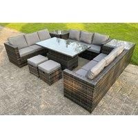 11 Seater Rattan U Shape Set With Adjustable Table