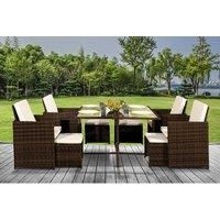 9 Piece Rattan Cube Dining Set - Grey