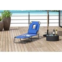 Reclining Sun Lounger With Reading Hole - 6 Colours - Brown