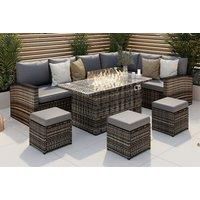 Rosen Nine-Seater Garden Rattan Furniture Set With Fire Pit - Cover Option!