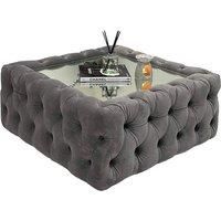 Grey Velvet Chesterfield Luxury Glass Top Coffee Table