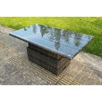 Grey Polyrattan Weather-Resistant Adjustable Dining Table Set