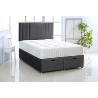 Plush Velvet Ottoman Divan Bed Set & Memory Sprung Mattress - Grey