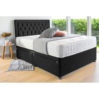 Charcoal Black Suede Divan Bed With Mattress & Drawer Options!