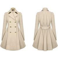 Women'S Pleated Double Breasted Coat - 3 Colours! - Cream