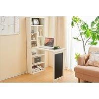 Folding Convertible Wooden Desk In White And Grey