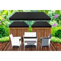 3 Piece Rattan Cushion Set In Black Or Grey With Water Resistant Covers