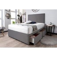 Grey Fabric Divan Bed Set With Headboard & Memory Foam Mattress!