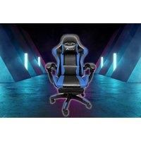 360 Reclining Swivel Gaming Chair With Footrest & Massager - Blue