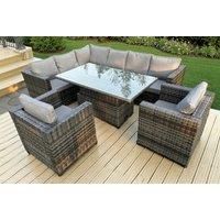 8-Seater Garden Rattan Dining Set - Fire Pit Or Lifting Table