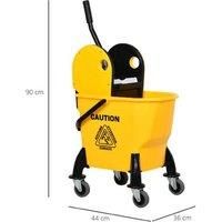 Homcom 26L Mop Bucket & Water Wringer - Yellow