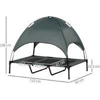 Pawhut Xxl Raised Dog Bed W/ Canopy - Grey