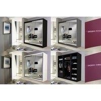 Queen Mirror Sliding Wardrobe 150/200Cm - White