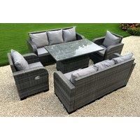 8-Seater Polyrattan Garden Set With 2-In-1 Dining & Coffee Table