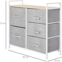 Homcom 5 Drawer Linen Storage Unit - Grey