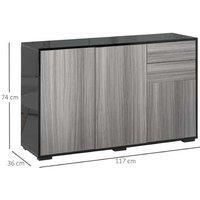Homcom High Gloss Grey/Black Sideboard