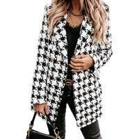 Women'S Winter-Autumn Plaid Casual Coat - 5 Sizes & Colours - Black