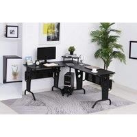 Homcom L-Shaped Corner Work Desk - Black