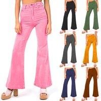 Corduroy Flared Trousers For Women In 5 Sizes And 6 Colours - Brown