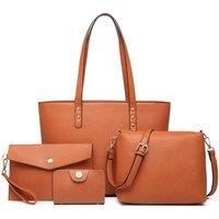 Miss Lulu 4-Piece Handbag Set - Black, Brown, Grey