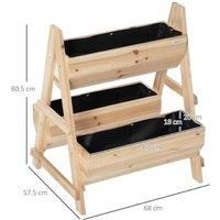 Outsunny 68Cm X 57.5Cm X 80.5Cm 51L Wood Raised Garden Bed