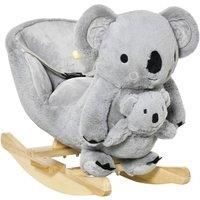 Homcom Kids Swan Plush Rocking Ride W/ Sound, White/Grey