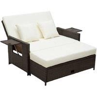 Outsunny Rattan Sun Lounger-Brown