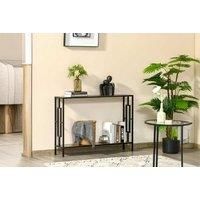 Glass Top Industrial Console Table