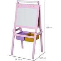 Homcom 3 In 1 Kids Wooden Art Easel - Pink