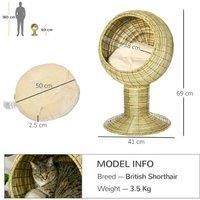 Pawhut Yellow Raised Cat House & Bed