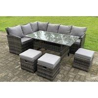 9-Seater Rattan Corner Dining Set - Grey