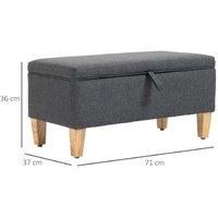 Homcom Linen-Look Storage Ottoman, With Padded Top - Grey