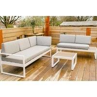 6-Seat Garden Aluminium Corner Sofa Set With Coffee Table