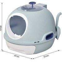 Cat Litter Box W/ Scoop, Mobile, Grey
