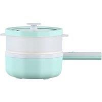 1.5 Litre Mini Portable Electric Pan - White & Green And Steamer Options
