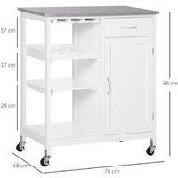 Homcom Kitchen Cart, Wine Rack, White