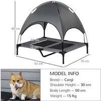 Pawhut S/M Raised Dog Bed W/ Canopy - Grey