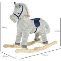 Homcom Kids Plush Rocking Horse W/ Sound, 36-72M, Grey