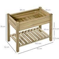 Outsunny Garden Wooden Planters, Raised Bed W/ Shelf