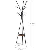 Homcom Free Standing Metal Coat Rack - Brown